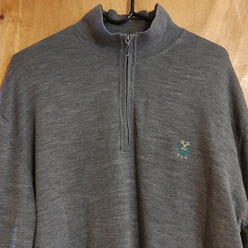 Fairway & Greene Mens 100% Wool Quarter Zip Windsweater Charcoal Heather Size M